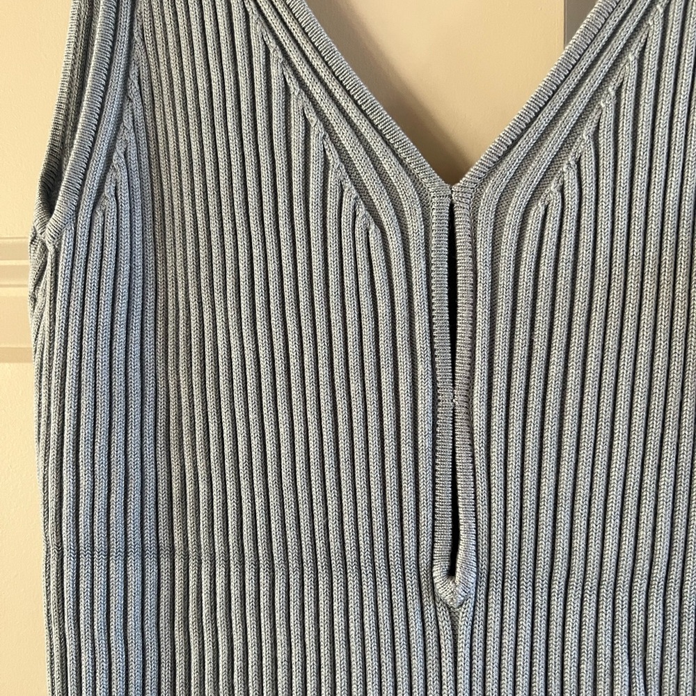 Abercrombie & Fitch Women’s Light Blue V-Neck Ribbed Dress Size XLarge - Picture 2 of 5